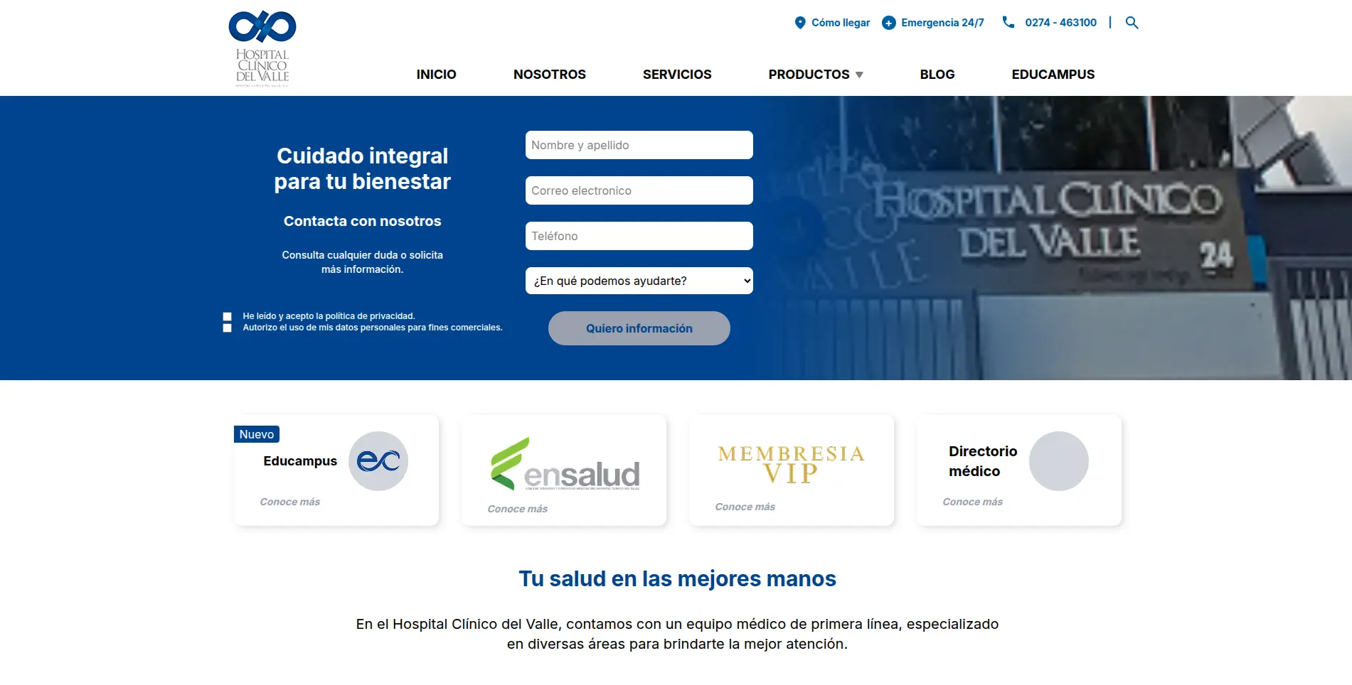 Hospital Clínico del Valle - Landing